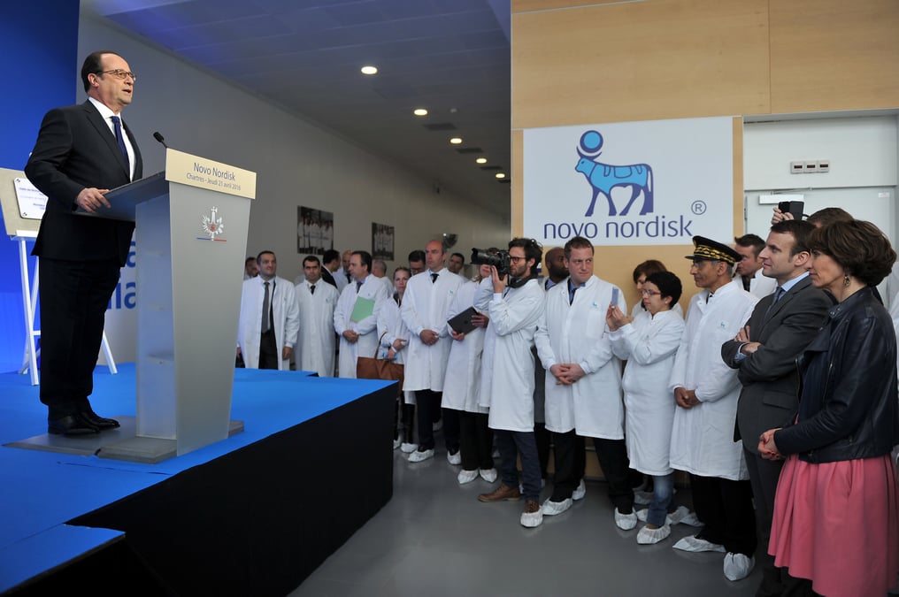 Hollande, Novo Nordisk, Macron, Touraine, Sorensen, usine, Chartres, industrie pharmaceutique, laboratoire, insuline, IDE, santé publique, diabète,