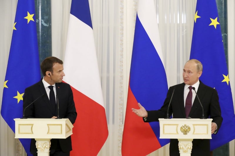 Macron et poutine affichent leur volonte de travailler ensemble
