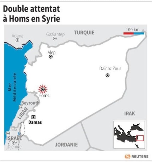 Double attentat a homs en syrie