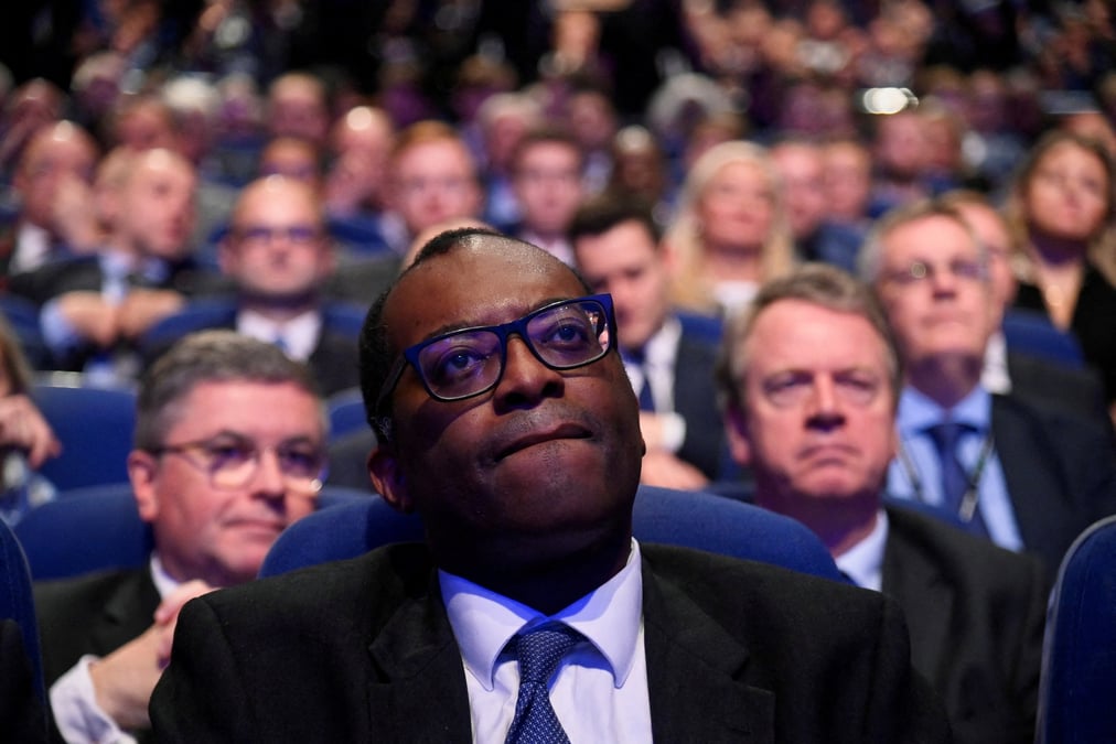Le ministre des finances britannique kwasi kwarteng lors de la conference annuelle du parti conservateur a birmingham
