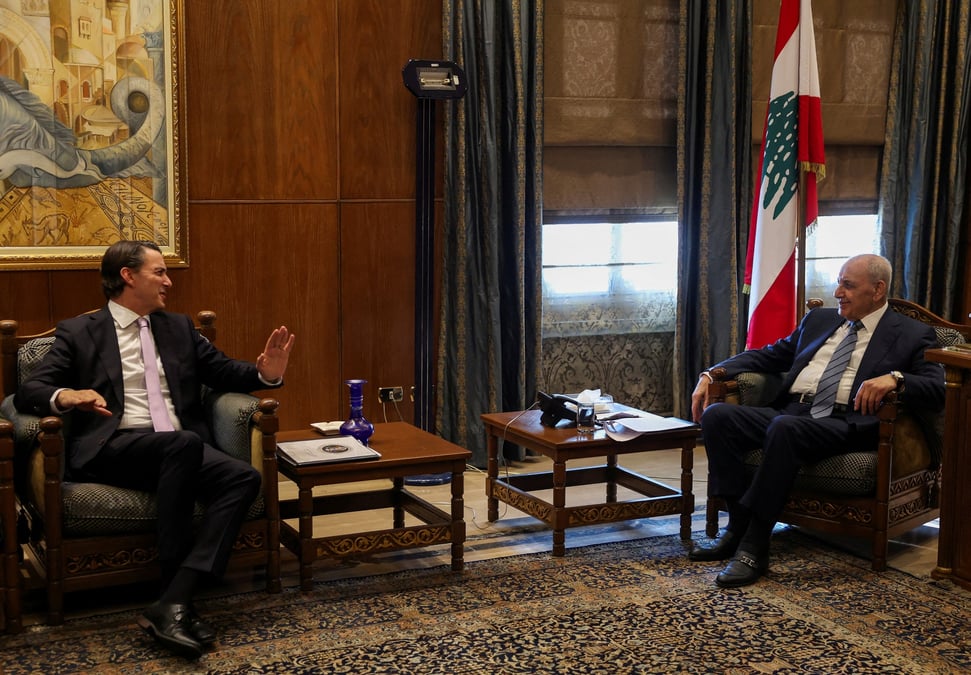 L'envoye special americain amos hochstein rencontre le president du parlement libanais nabih berri