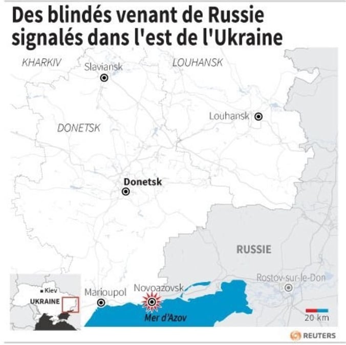 Des blindés venant de Russie signalés dans l'est de l'Ukraine