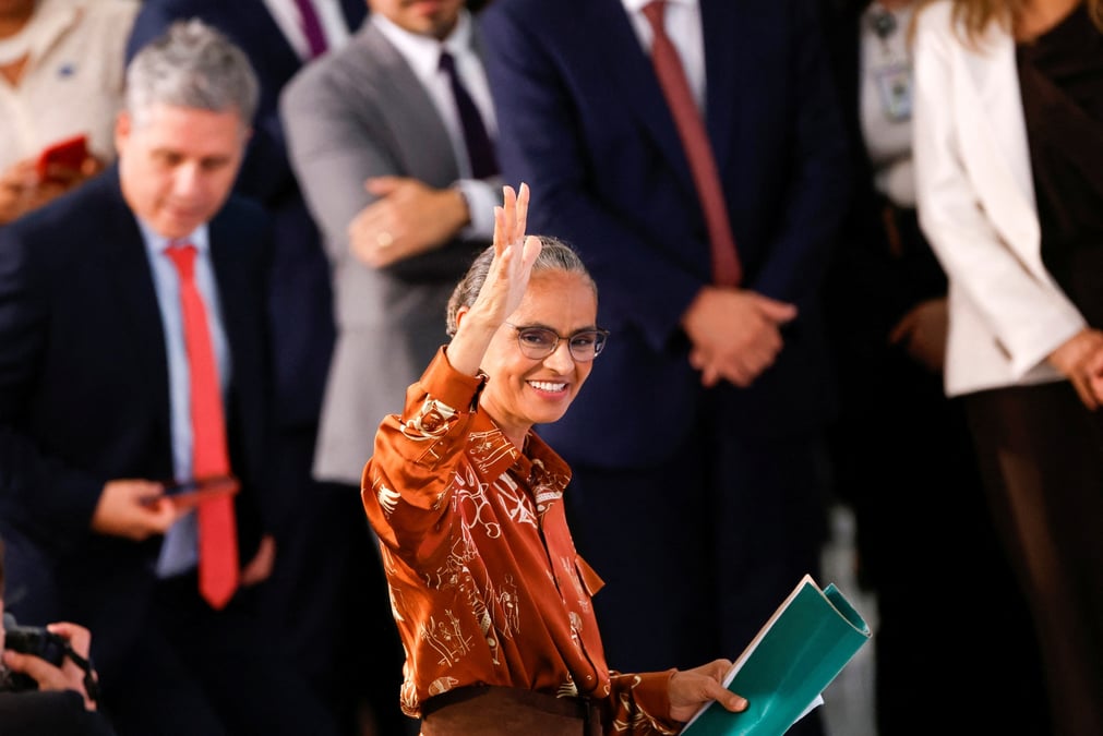 La nouvelle ministre de l'environnement du bresil, marina silva, lors de sa ceremonie d'investiture au palais planalto a brasilia