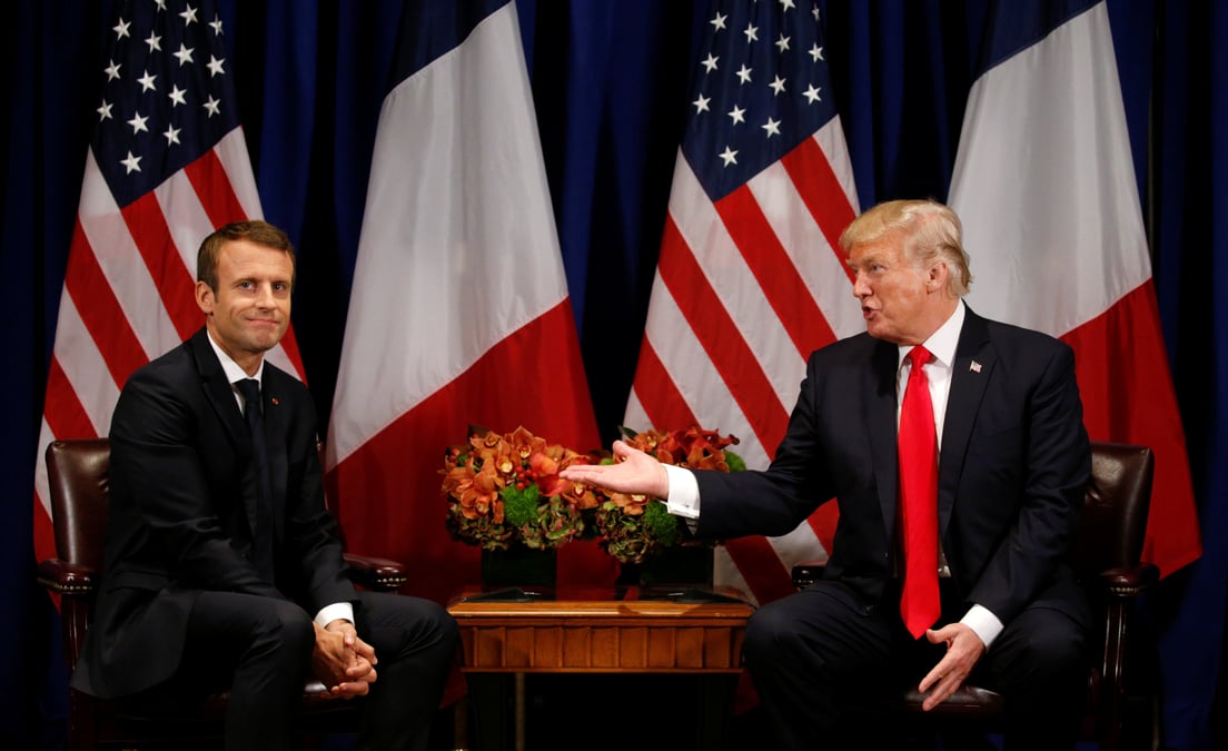 Echanges d'amabilites entre trump et macron avant leur entretien