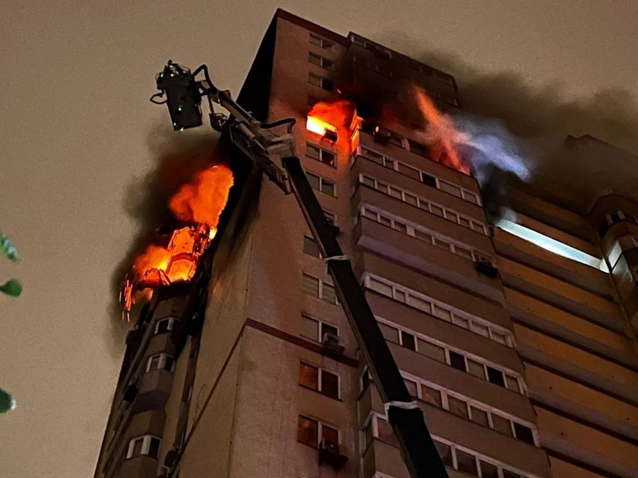 Aftermath of a russian drone attack in kyiv