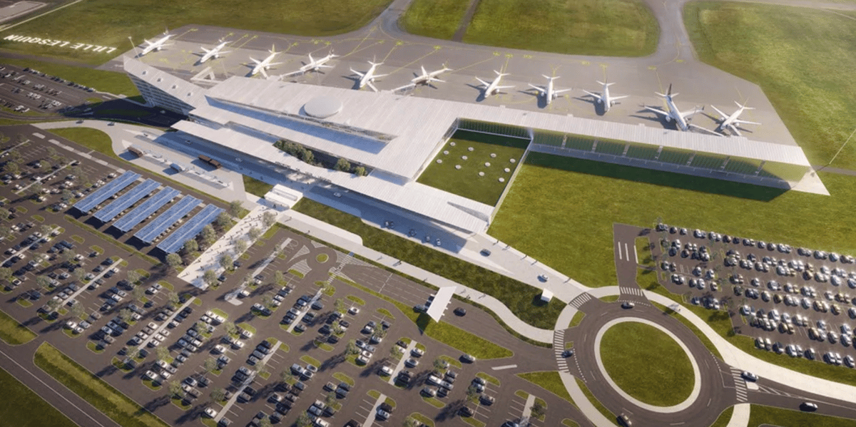Projection de l'extension du nouveau terminal.
