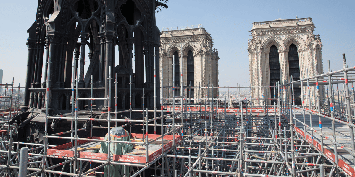 Notre-Dame avant l'incendie, échafaudages, flèche