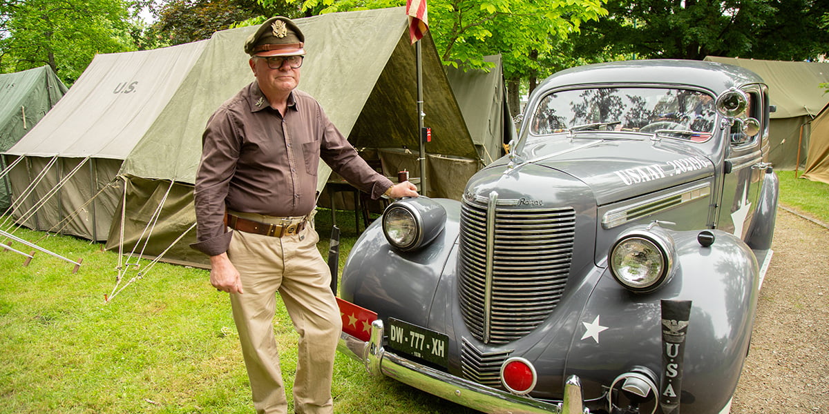Reconstitution à Pontivy (Morbihan), pour les célébrations des 80 ans de la libération de la ville, le 25 mai.