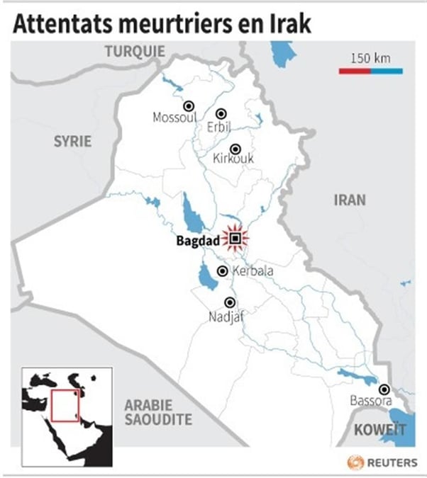 Attentats à la voiture piégée à Bagdad, 21 morts