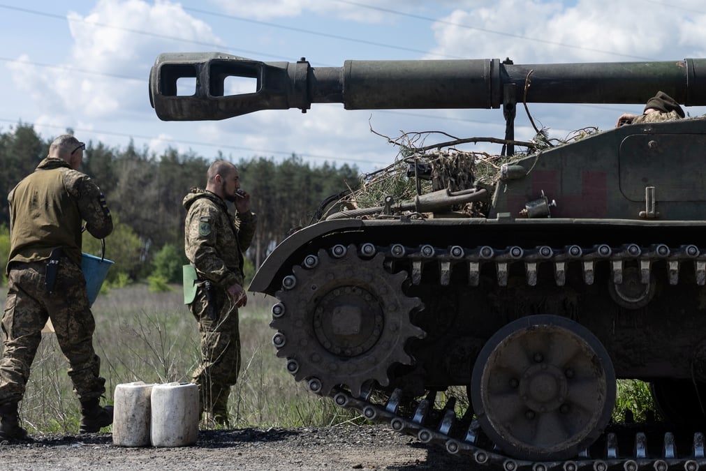 Des soldats ukrainiens, dans la ville de lyman