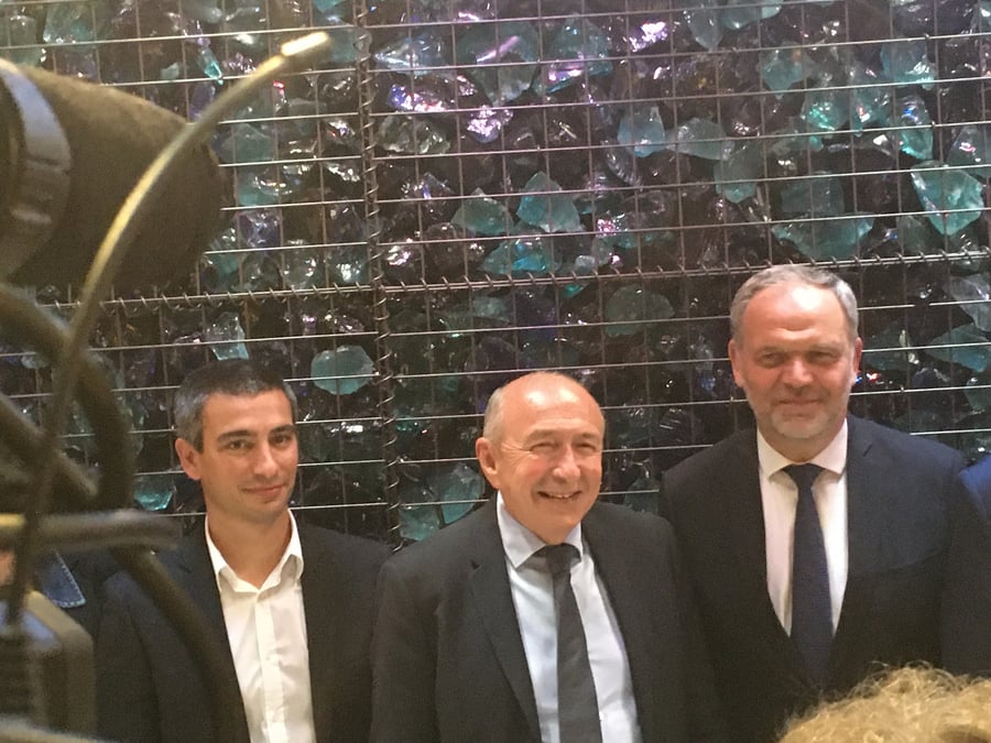 Yann Cucherat, Gérard Collomb et François-Noel Buffet le jour de l'annonce de leur entente