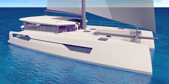 Visuel 3D d'un des bateaux éco-responsables imaginés par Windeo