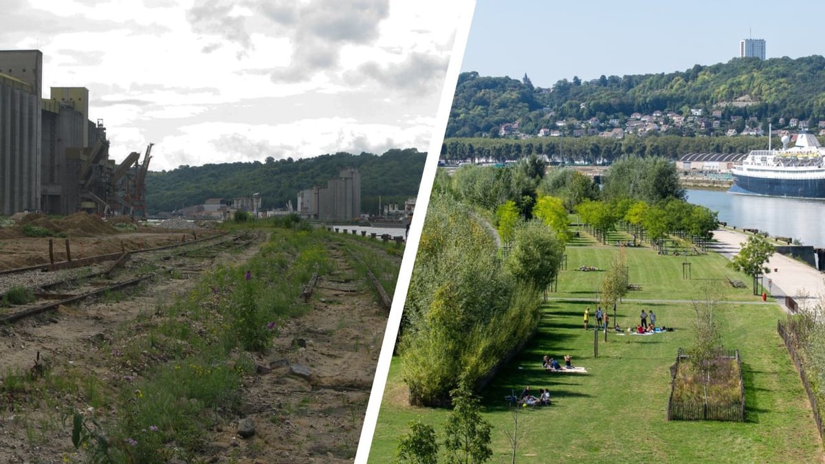 La partie aval des bords de Seine avant et après les aménagements