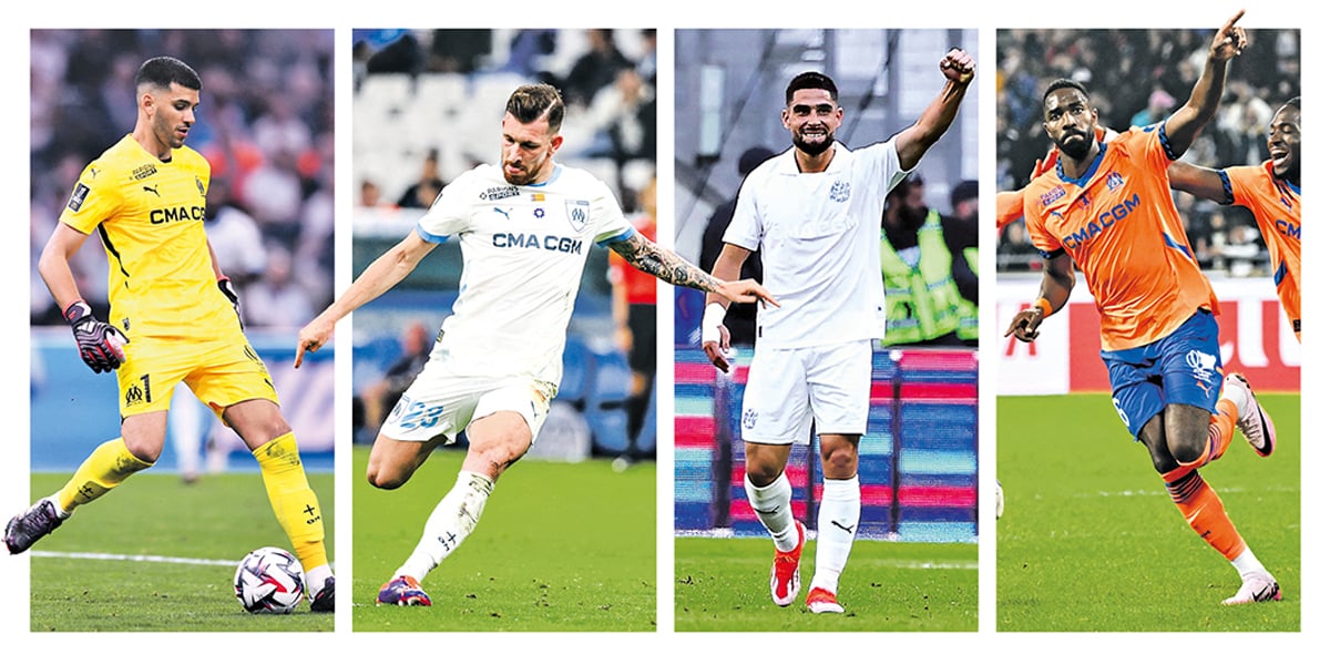 De gauche à droite : Gerónimo Rulli, Pierre-Emile Hojbjerg, Neal Maupay et Ulisses Garcia.