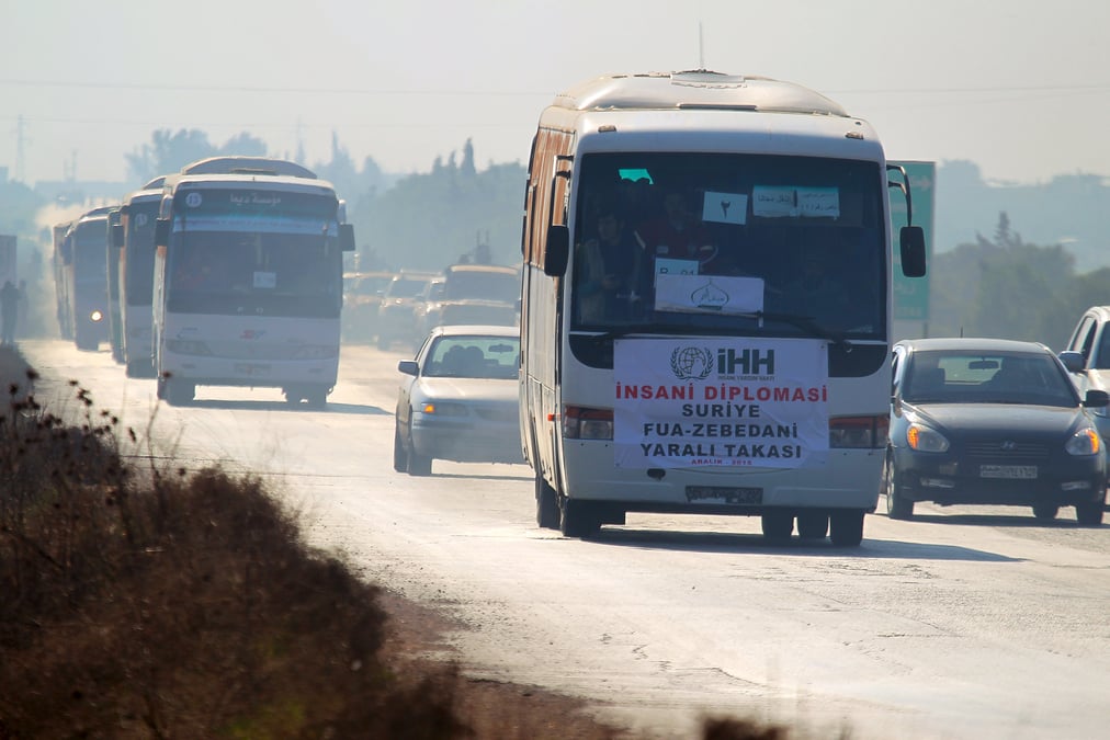Evacuation de civils et de miliciens de trois localites syriennes