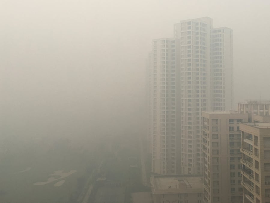 Smog et forte hausse de la pollution atmospherique a new delhi