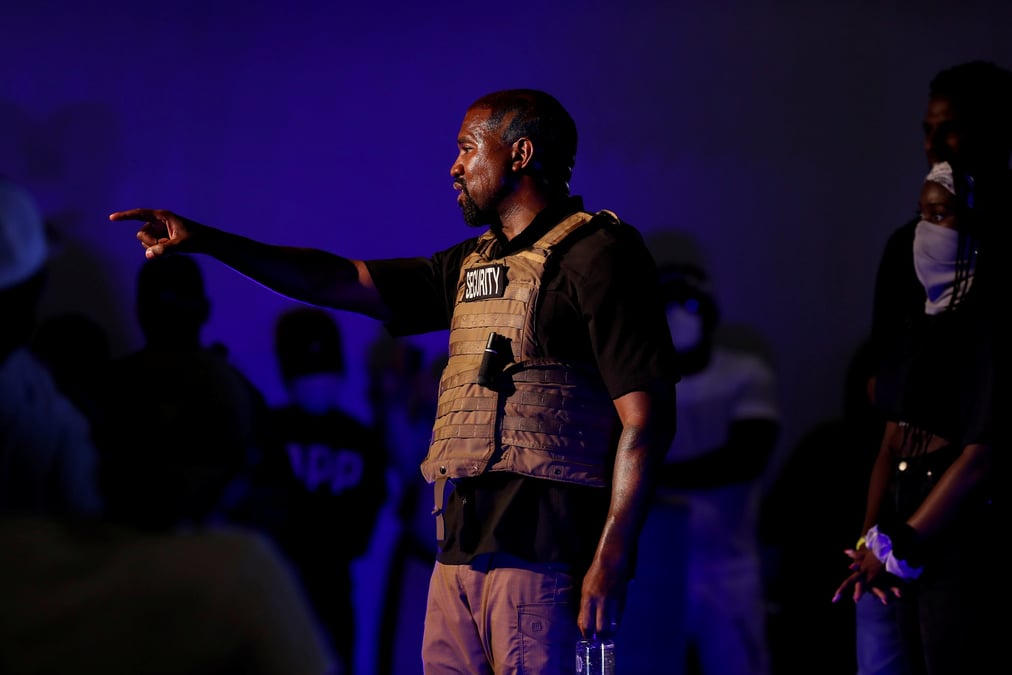 Photo d'archives de kanye west lors d'un discours a north charleston, caroline du sud, etats-unis