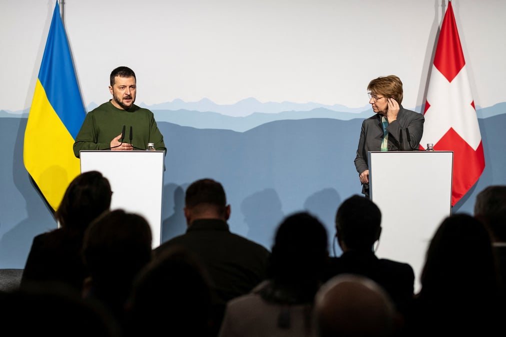 Le president ukrainien volodimir zelensky en visite en suisse
