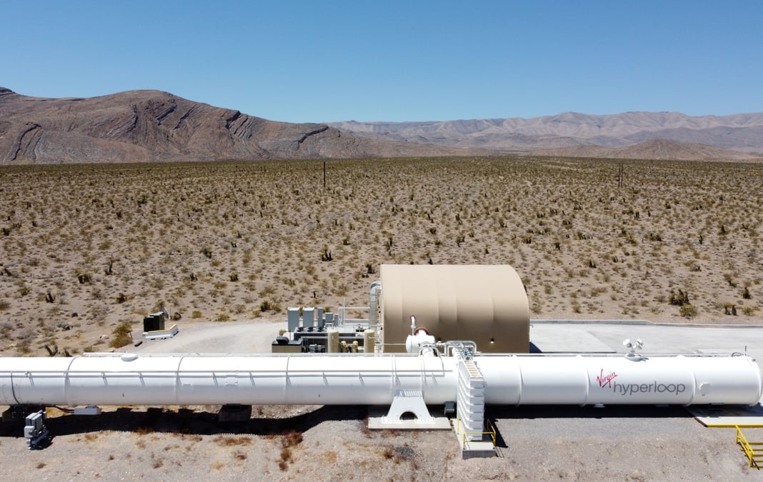 Un test d'Hyperloop près de Las Vegas dans le Nevada en 2021.