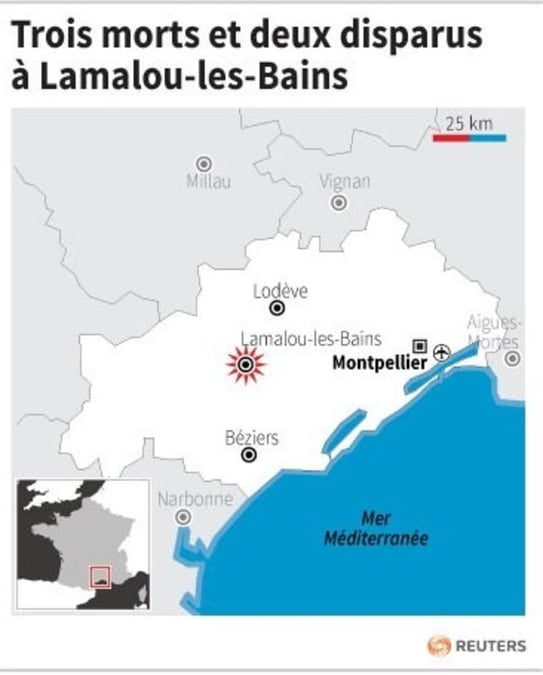 Trois morts et deux disparus dans l'Hérault après des orages