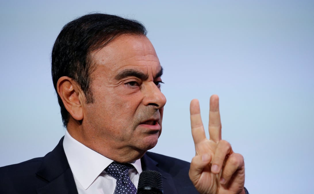 Carlos ghosn, chairman and ceo of the renault-nissan-mitsubishi alliance, attends the tomorrow in motion event on the eve of press day at the paris auto show, in paris