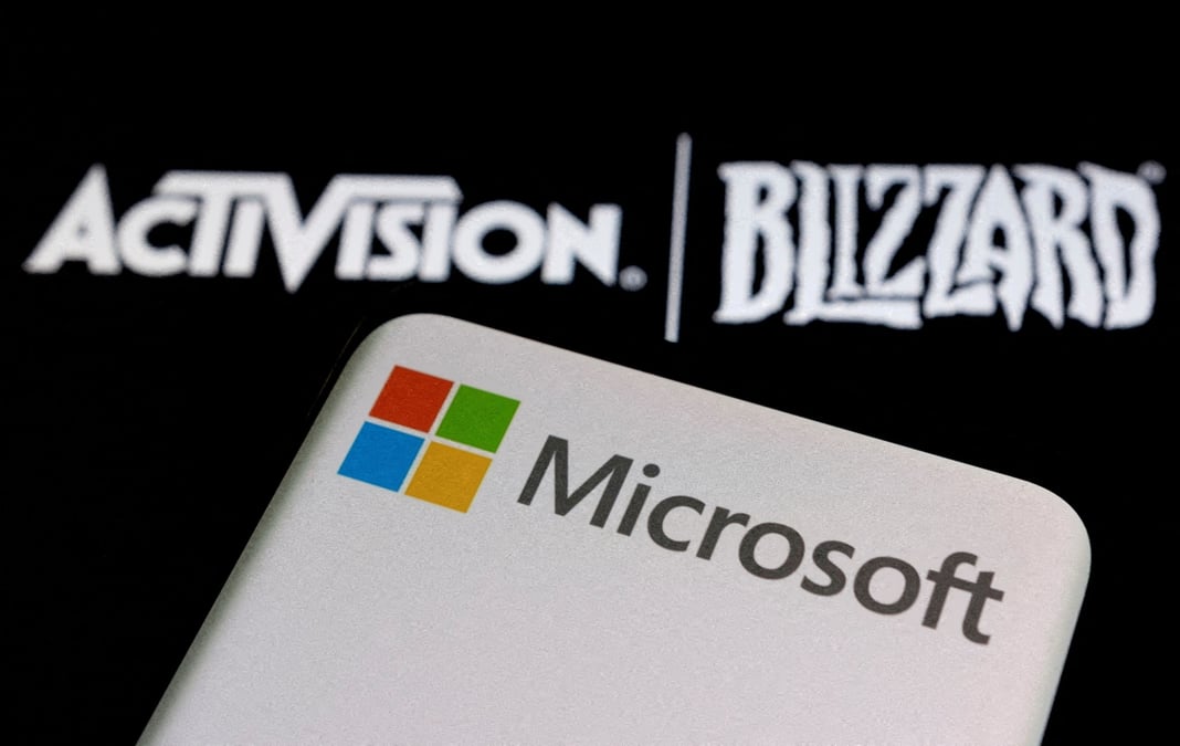 Photo d'archives du logo de logo microsoft et activision blizzard