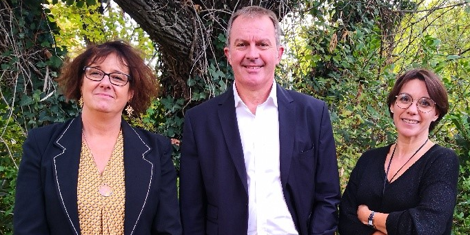 Séverine Garandeau-Martin (vice-présidente de Transitions Pro Occitanie), Eric Peytavin (président) et Christine Vo Van (directrice générale)