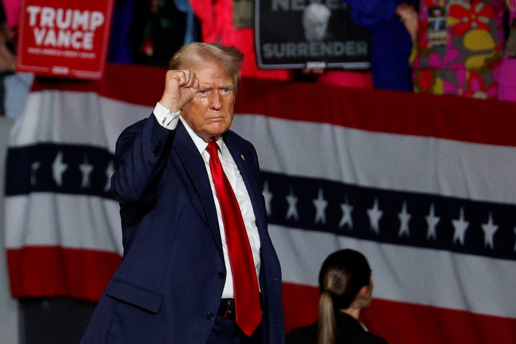 Le candidat republicain a l'election presidentielle et ancien president des etats-unis donald trump fait campagne a charlotte