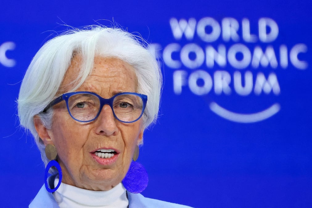 Christine lagarde, presidente de la banque centrale europeenne (bce) et membre du conseil d'administration du forum economique mondial, a davos