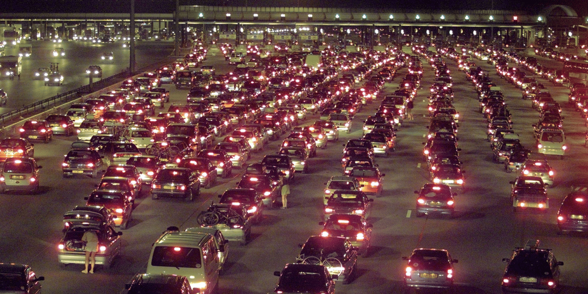 embouteillage, voitures, péage, autoroute,