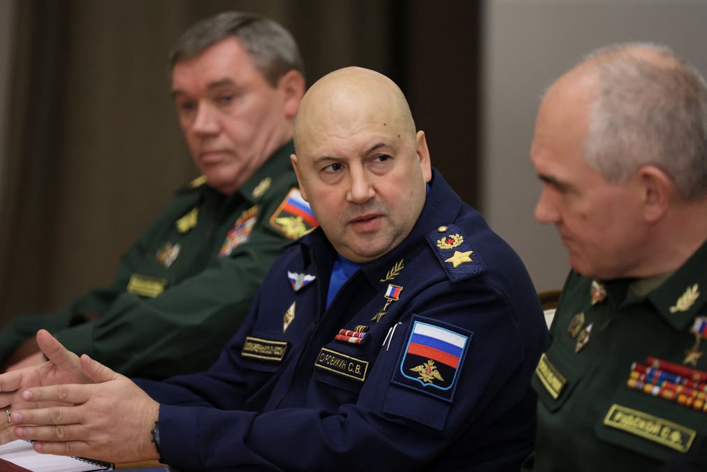 Commander of russia's aerospace forces sergei surovikin attends a meeting in sochi