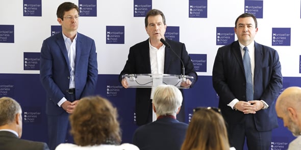 A. Deljarry (nouveau président de MBS), entouré de D. Seau (vice-présient) et S. Cerdan (trésorier)