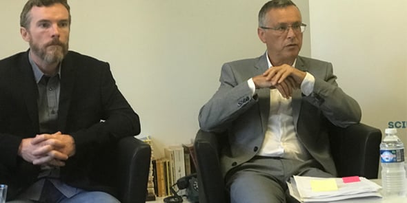 Patrick Gilli, président de l’Université Montpellier 3, à droite