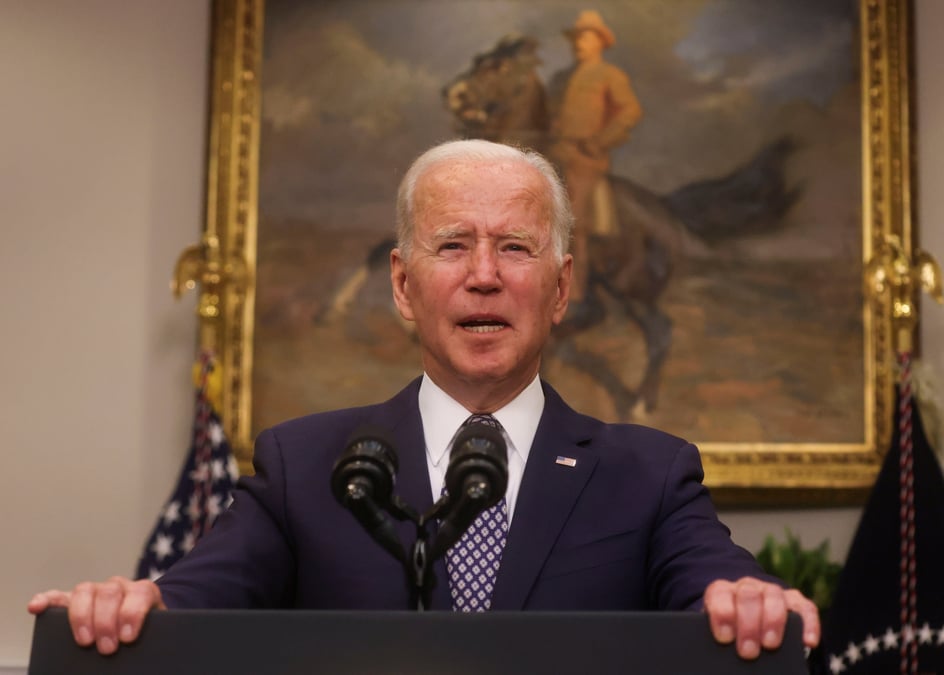 Le president americain joe biden ans la salle roosevelt de la maison blanche a washington