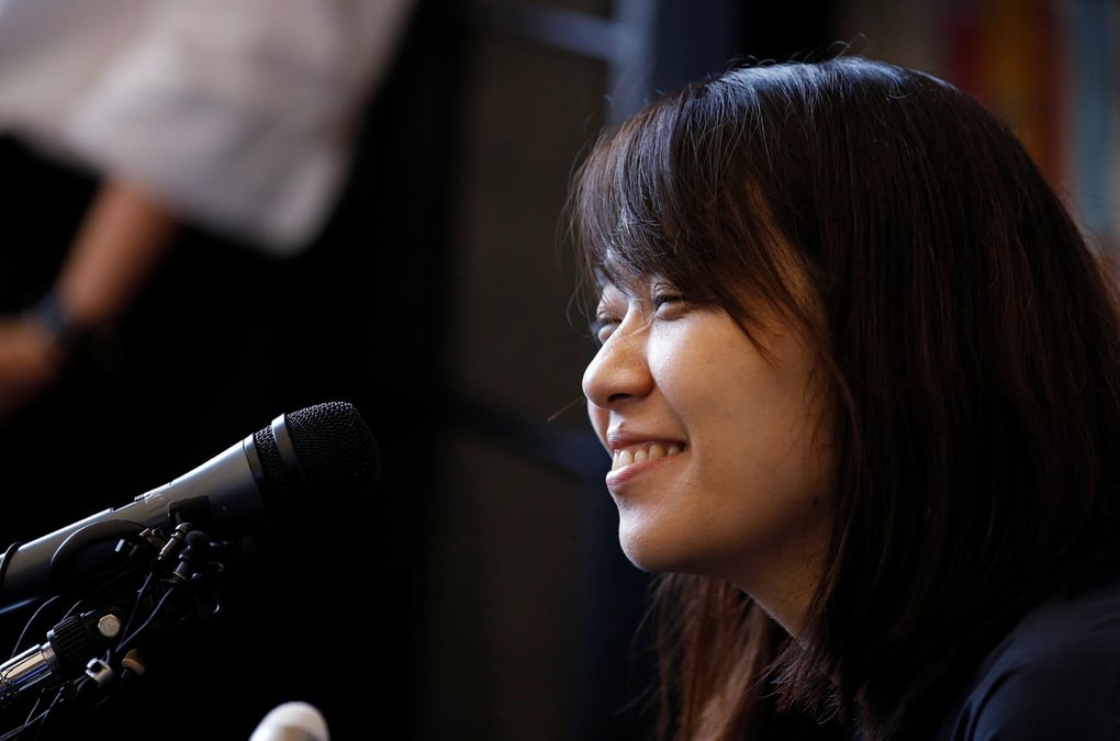 L'auteure sud-coreenne han kang, lors d'une conference de presse a seoul