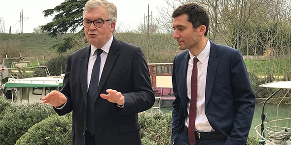 Jean-Paul Garraud, candidat RN aux régionales 2021 en Occitanie, aux côtés de Julien Sanchez à Beaucaire le 4 mars 2021