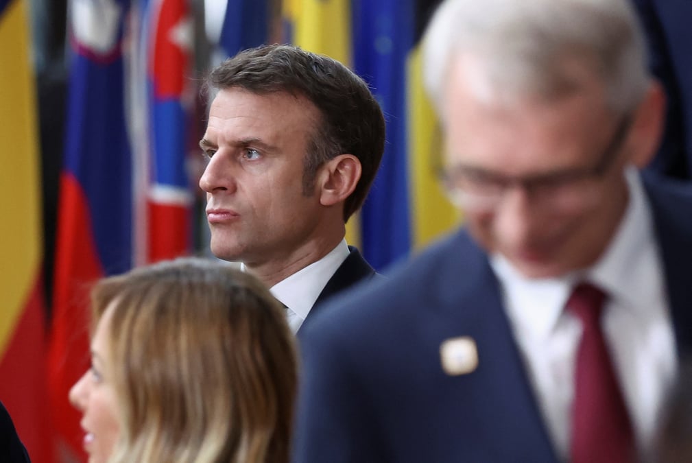 Le president francais, emmanuel macron, lors d'un sommet des dirigeants de l'union europeenne