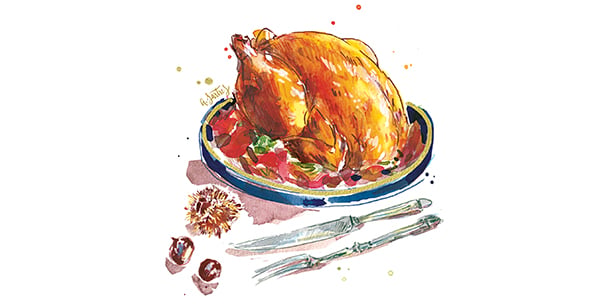 Illustration d'un chapon rôti.