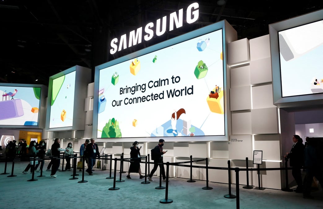 Le stand de samsung electronics lors du ces 2023, un salon annuel de l'electronique grand public, a las vegas