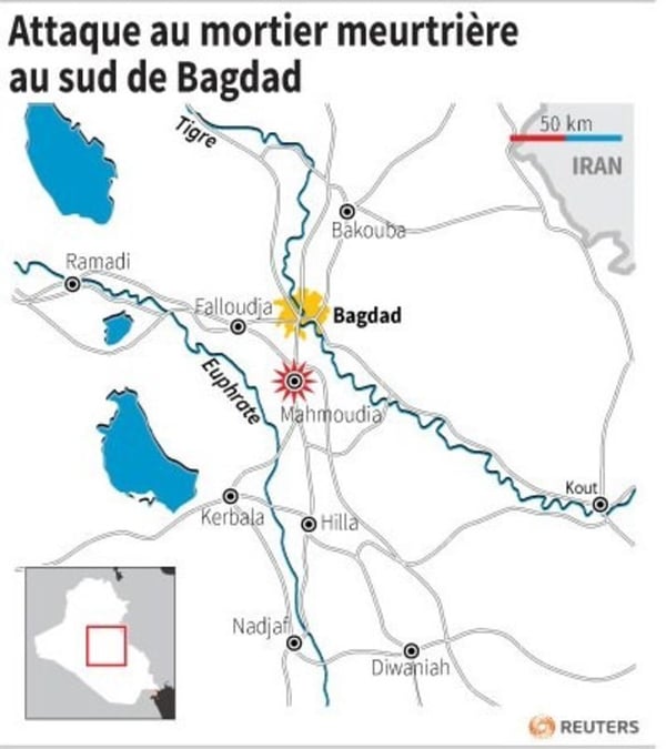Neuf morts dans une attaque au mortier au sud de Bagdad