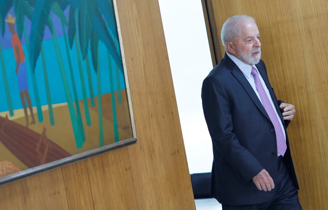 Le president bresilien luiz inacio lula da silva lors d'une conference de presse au palais du planalto a brasilia
