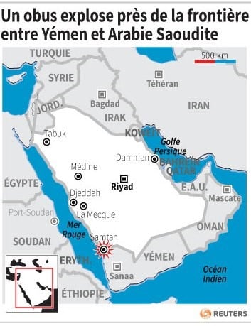 Un obus explose pres de la frontiere entre yemen et arabie saoudite