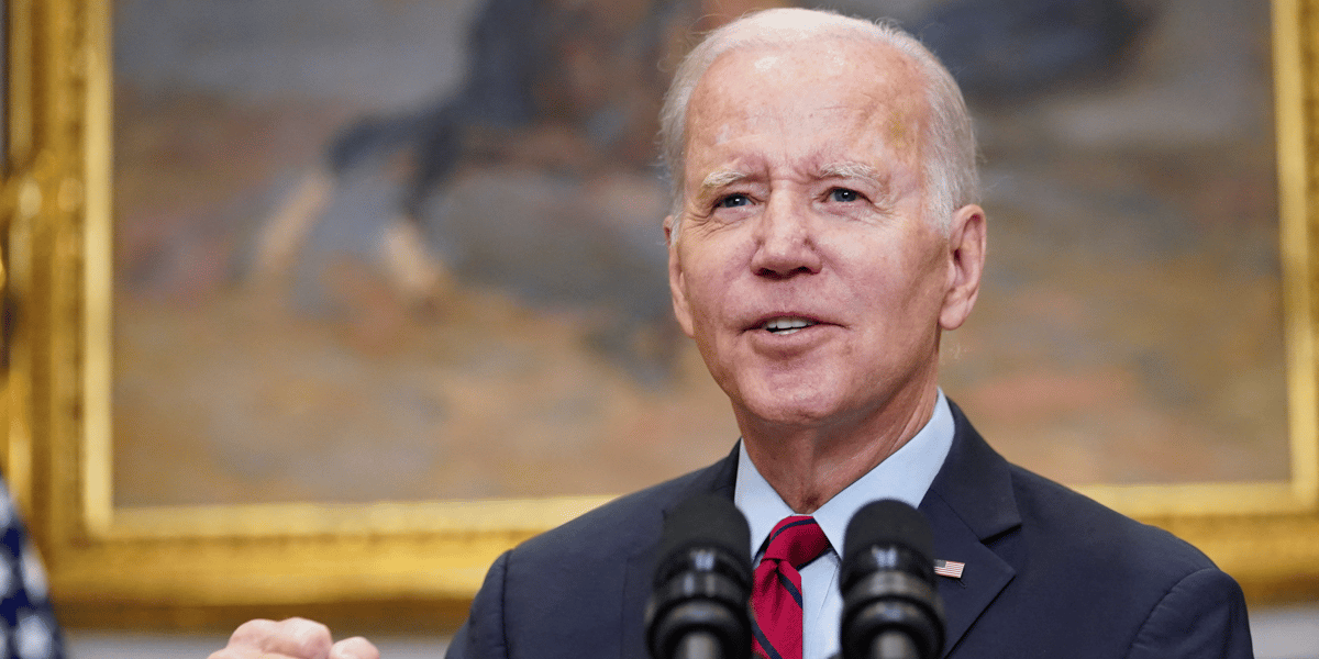 Le president americain joe biden s'exprimant lors d'une allocution a la maison blanche