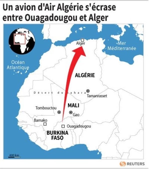 Un avion d'Air Algérie s'écrase, au moins 50 Français à bord