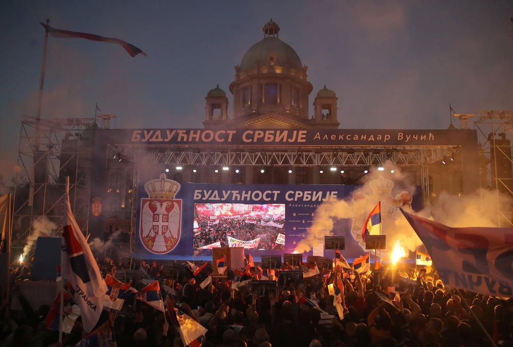 Serbie: manifestation de soutien au president vucic a belgrade