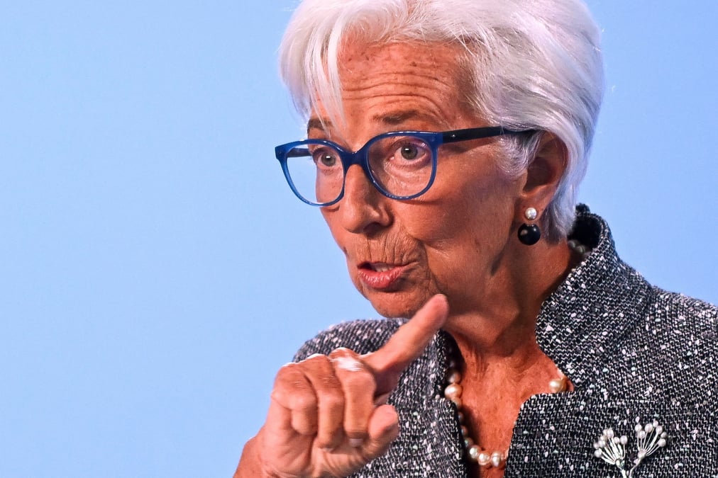 Christine lagarde, presidente de la banque centrale europeenne (bce), apres la reunion de politique monetaire a francfort