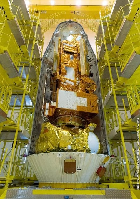 Mise sous coiffe de MetOp C au CSG