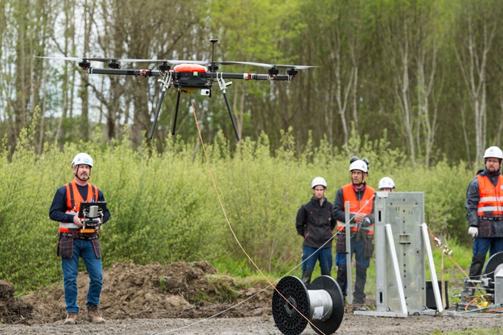 Airtelis s'appuie sur les drones pour l'inspection de réseaux et l'installation de câbles.