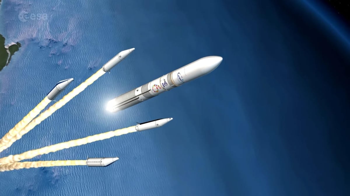 Vue d'artiste d'un lanceur Ariane 64