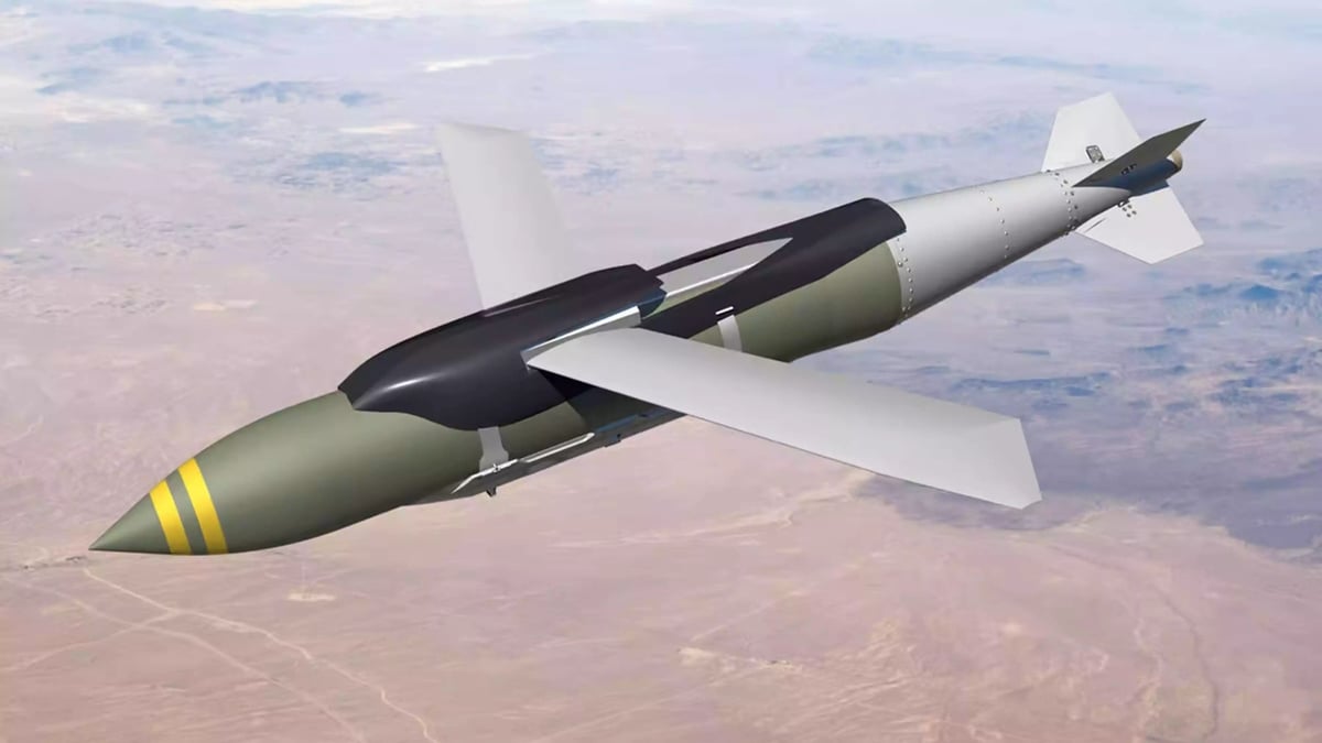 Représentation d'une JDAM-ER en vol plané.